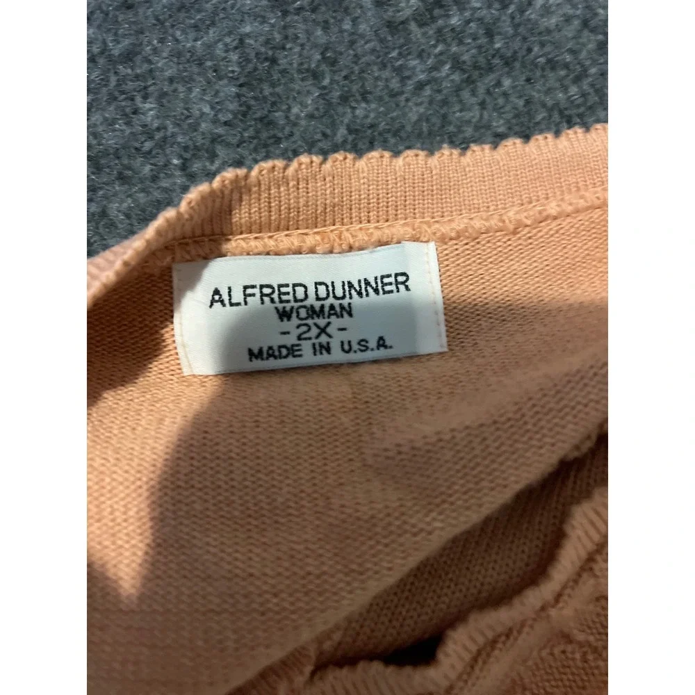Alfred Dunner Woman 2X Peach Short Sleeve Cardigan Shell Sweater Set Vintage USA